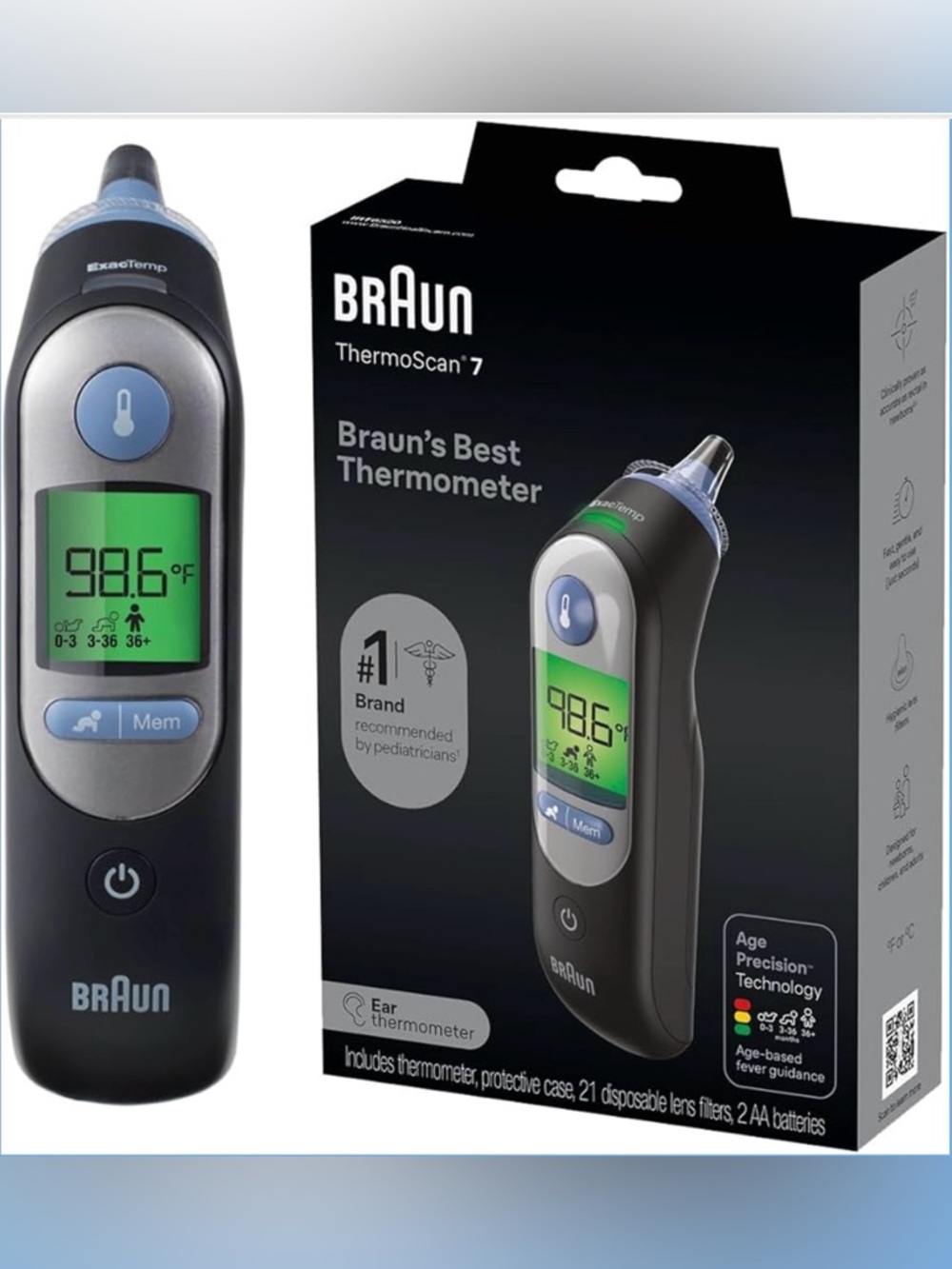 Braun ThermoScan 7 Ear Thermometer - Black/Gray